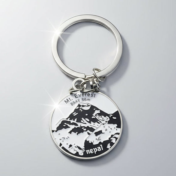 Silver Mt. Everest Nepal souvenir keychain with mountain design