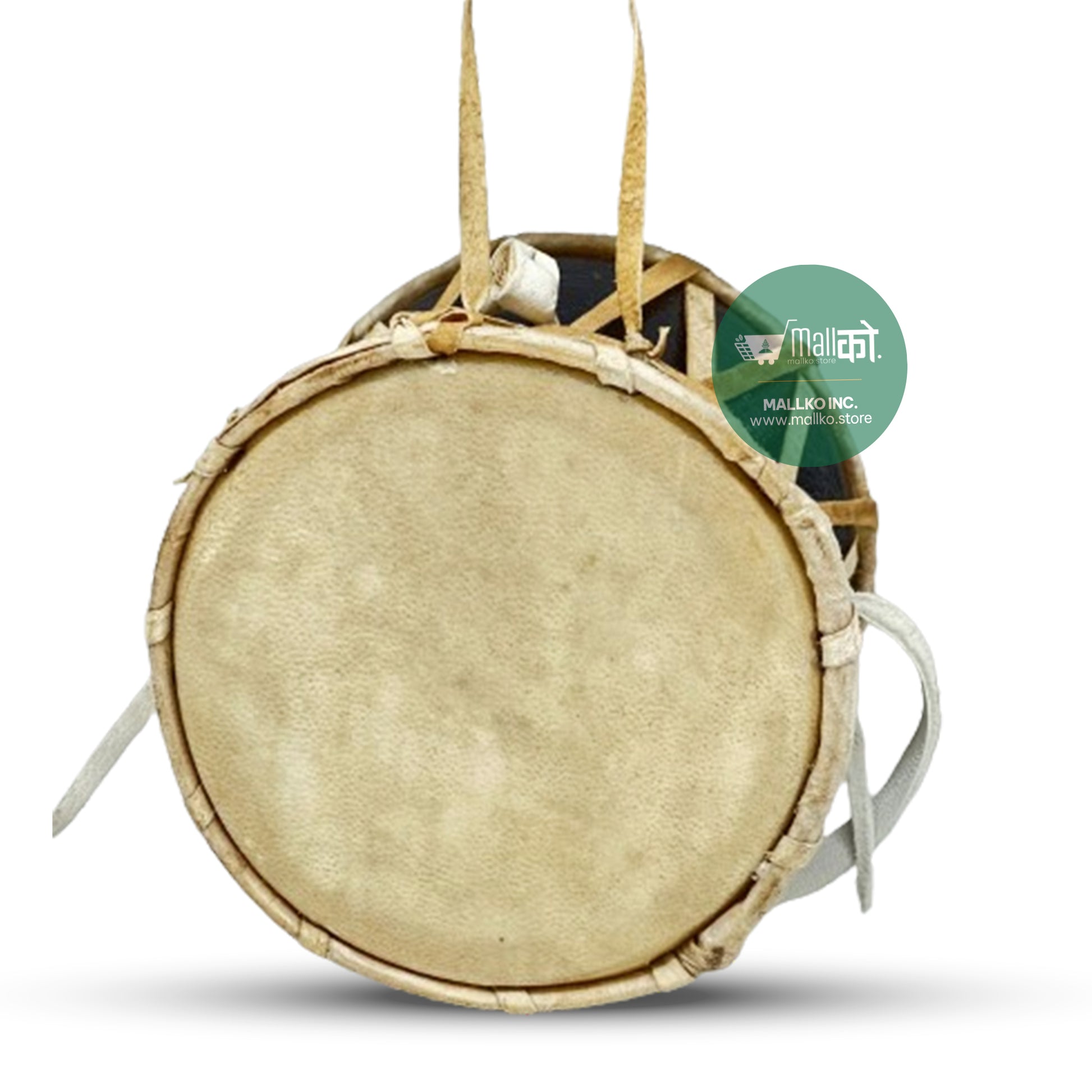 Two-headed devotional drum for meditation and puja