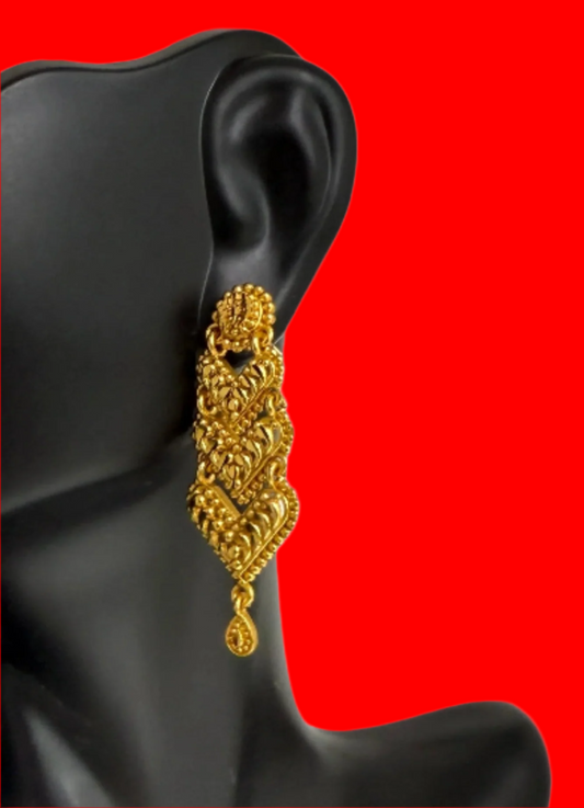 Step Jhumka Gold Plated Nepali Earrings