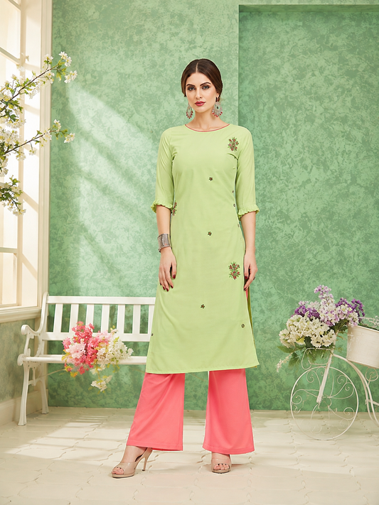 Kurti plazo set straight