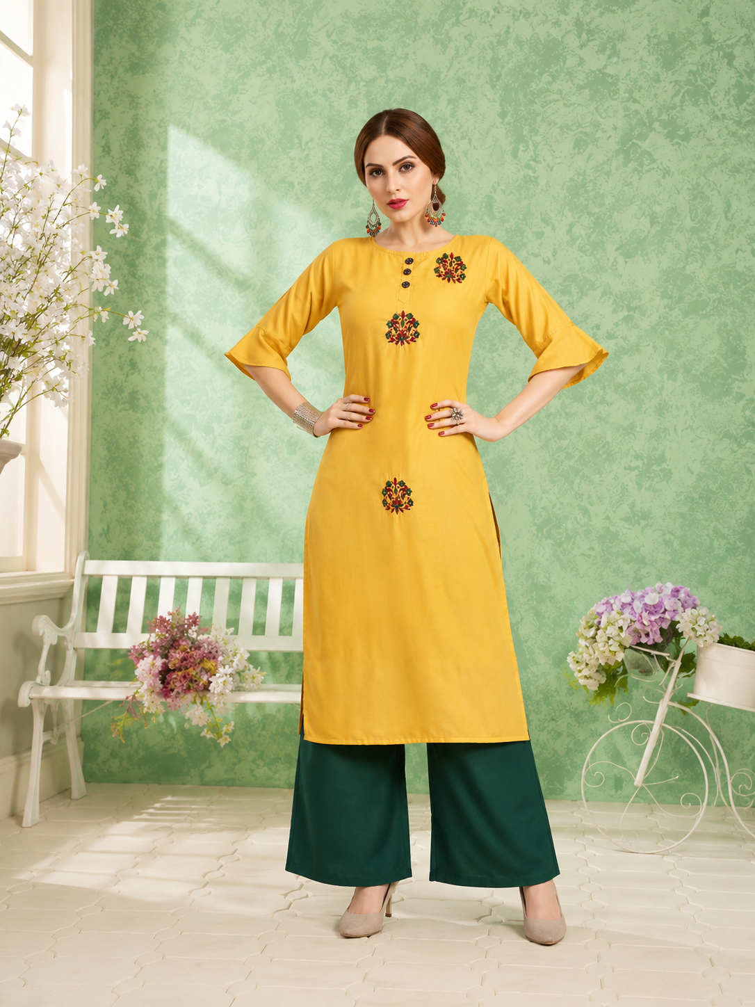 Straight cut kurti set 