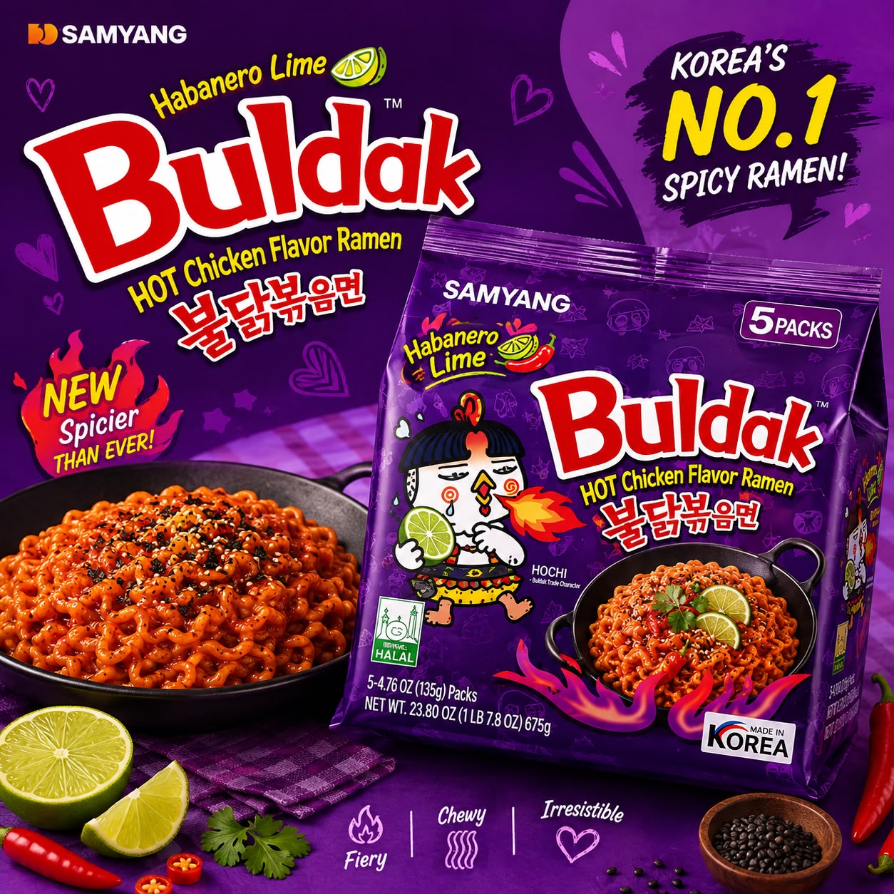 Buldak Habanero Lime Chicken Noodles