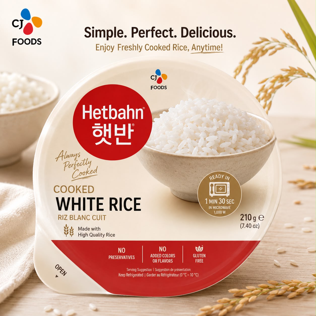 CJ Foods Hetbahn Cooked White Rice – 210g