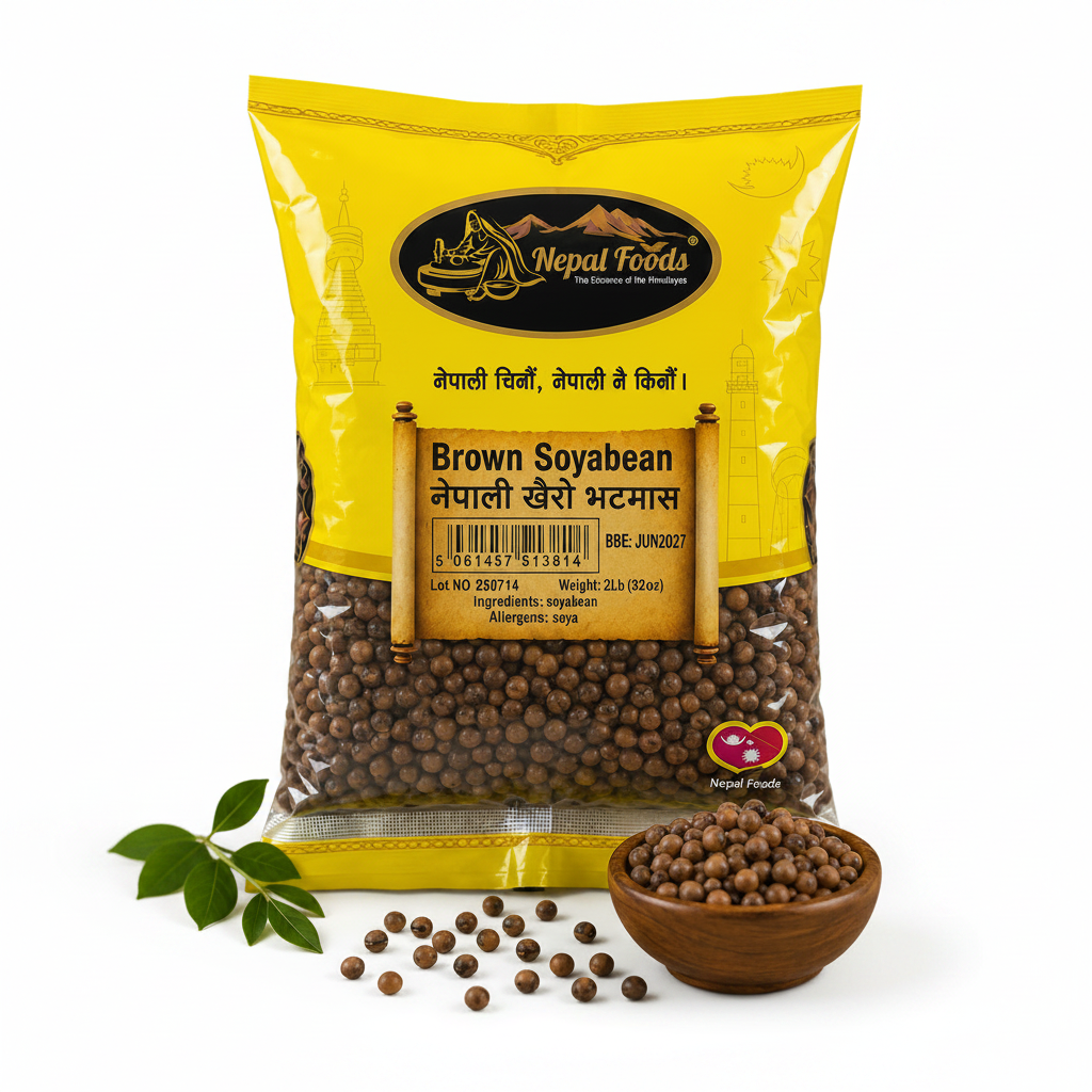 Nepal Foods Brown Soybean 2 lb (32 oz) pack of Khairo Bhatmas