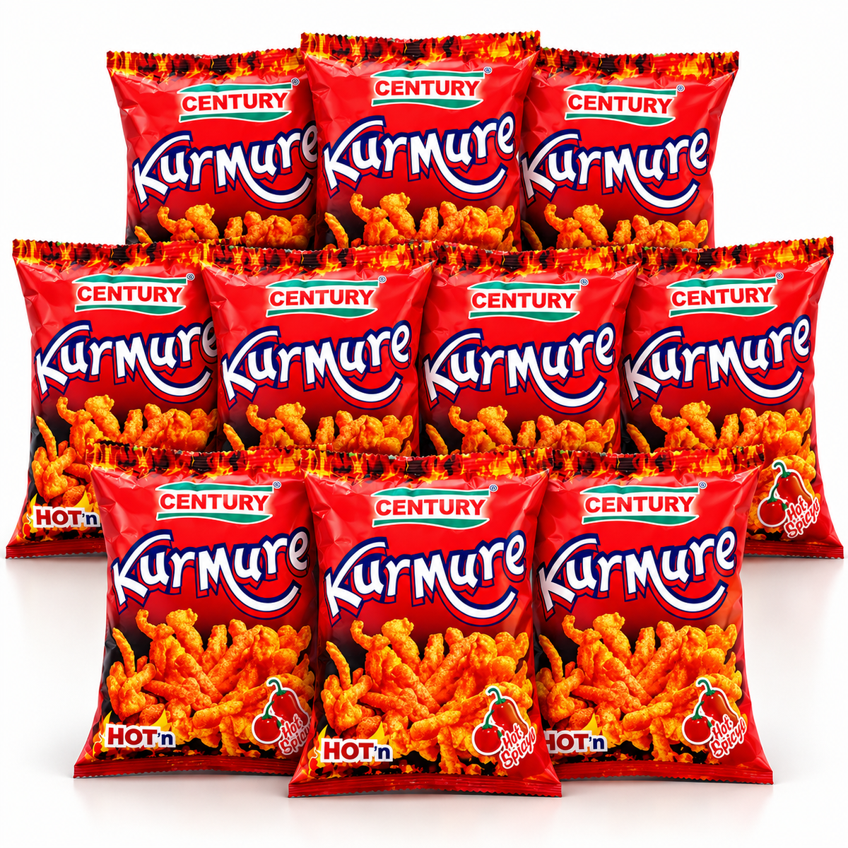 Century Kurmure Hot'n Hot and Spicy Crunchy Snack 20 Pack bundle