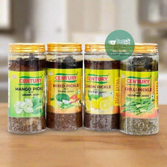 Century Nepali Pickles, 4 Pack Variety pack of Vegetable Pickles preserved in oil and spices