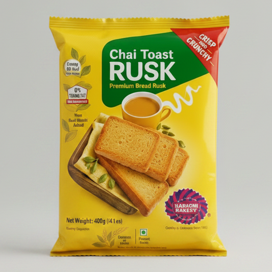 Chai Toast Premium Bread Rusk 400g – crispy Indian tea-time rusk biscuits package