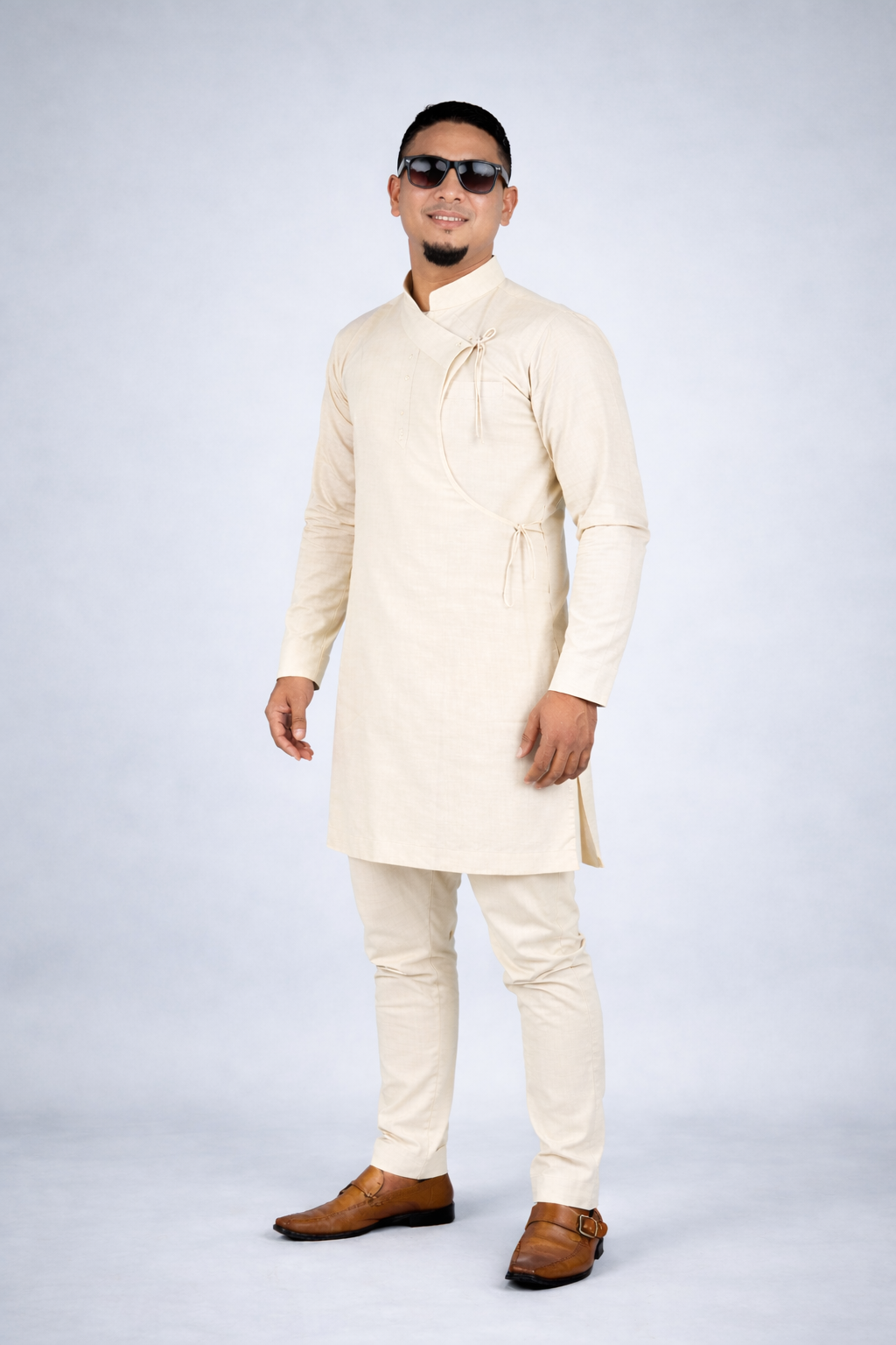 Cream color Nepali Daura Suruwal traditional mens outfit for wedding and events USA