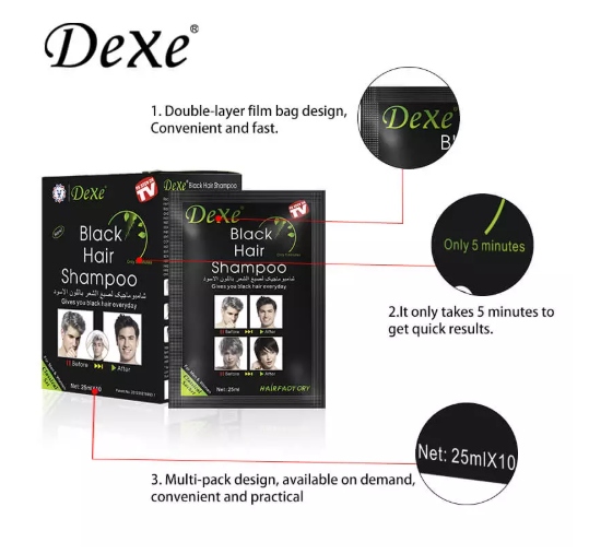 Dexe Black Hair Shampoo 25 ml x 10 pack