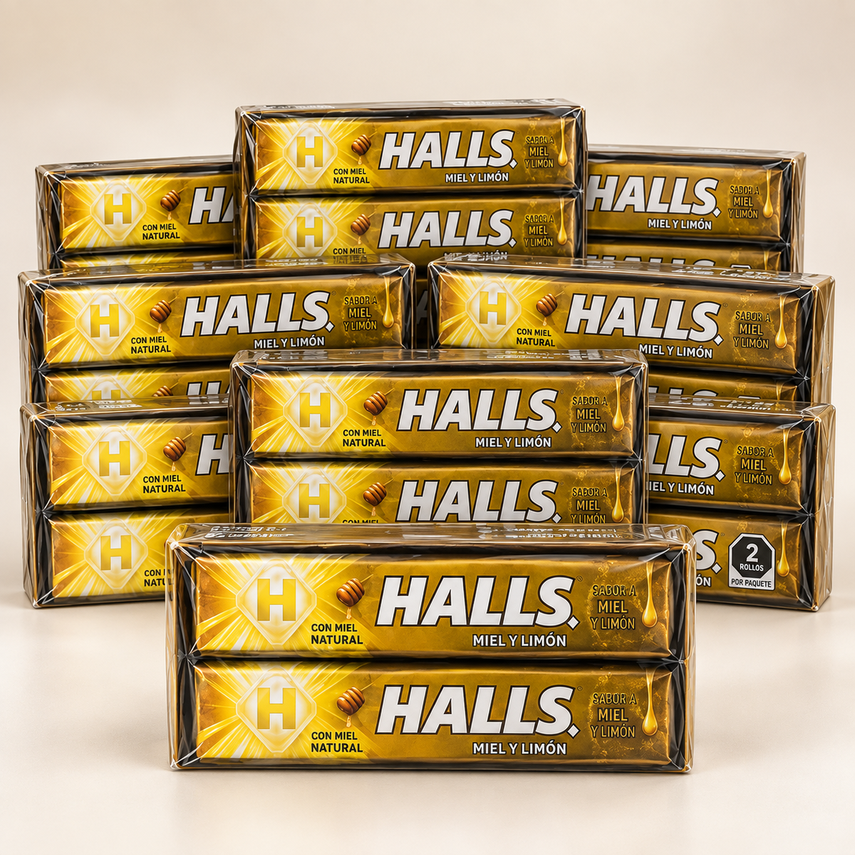 HALLS Miel y Limón Honey Lemon Candy 10 Pack bundle