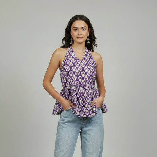 Halter purple kurti