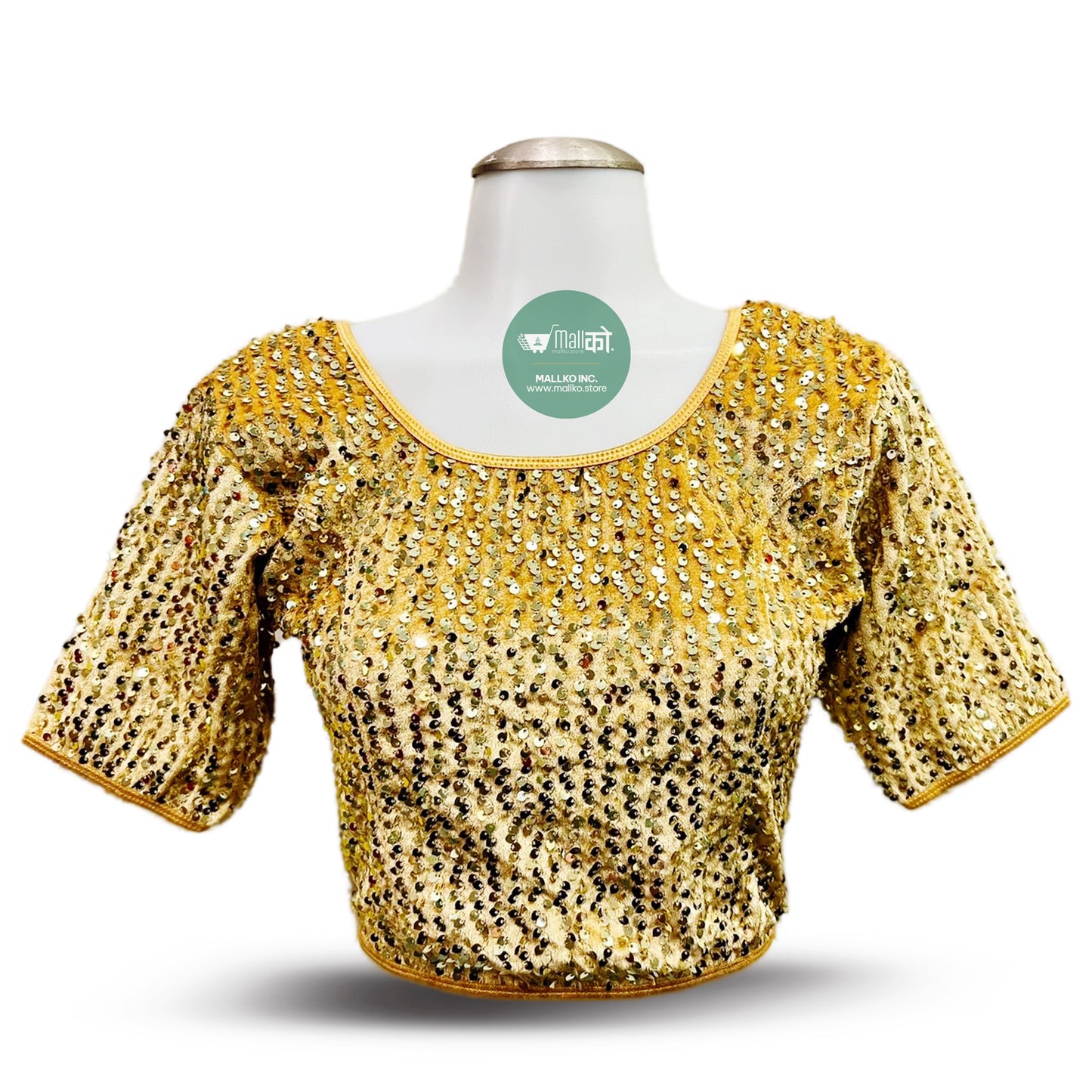 Women's Sparkling  Gold Double shaded Sari Blouse / Crop Top.