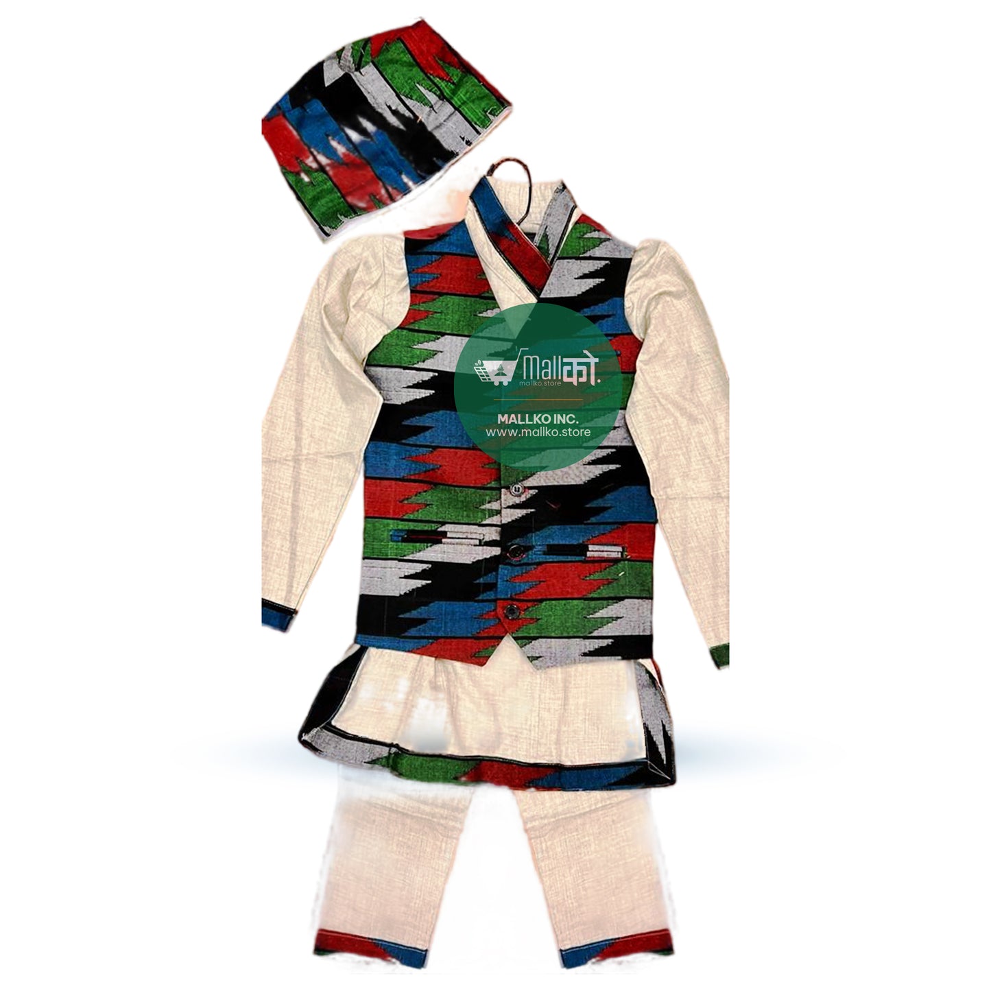 High Quality Dhaka Daura Suruwal Set (Multicolor(Red, green,blue,black))