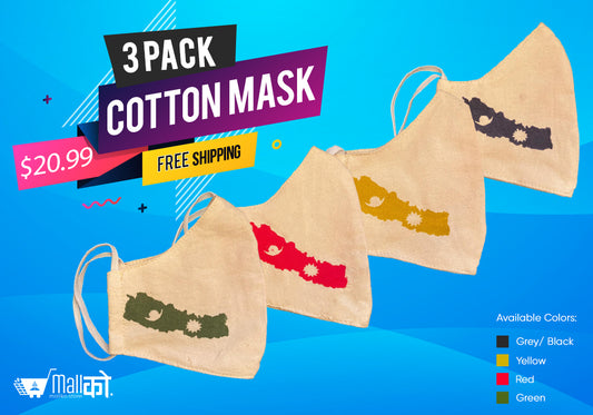3 Layered Cotton Mask with new Map of Nepal fabric print