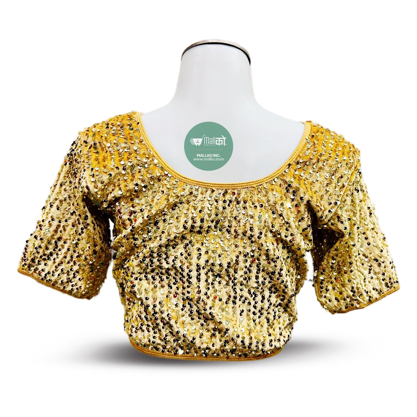 Women's Sparkling  Gold Double shaded Sari Blouse / Crop Top.