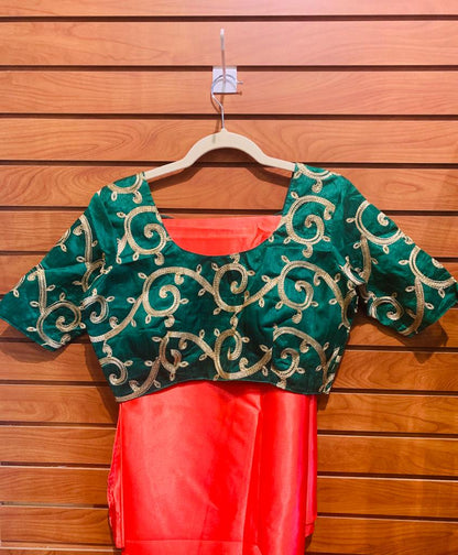 designer plain silk saree with stitched blouse