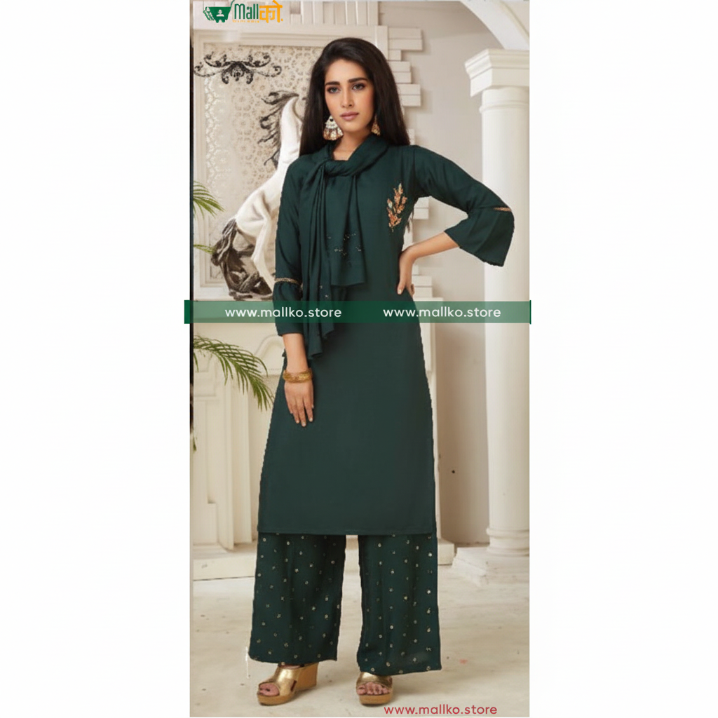 Ethnic Kurti, Palazzo & Dupatta Combo