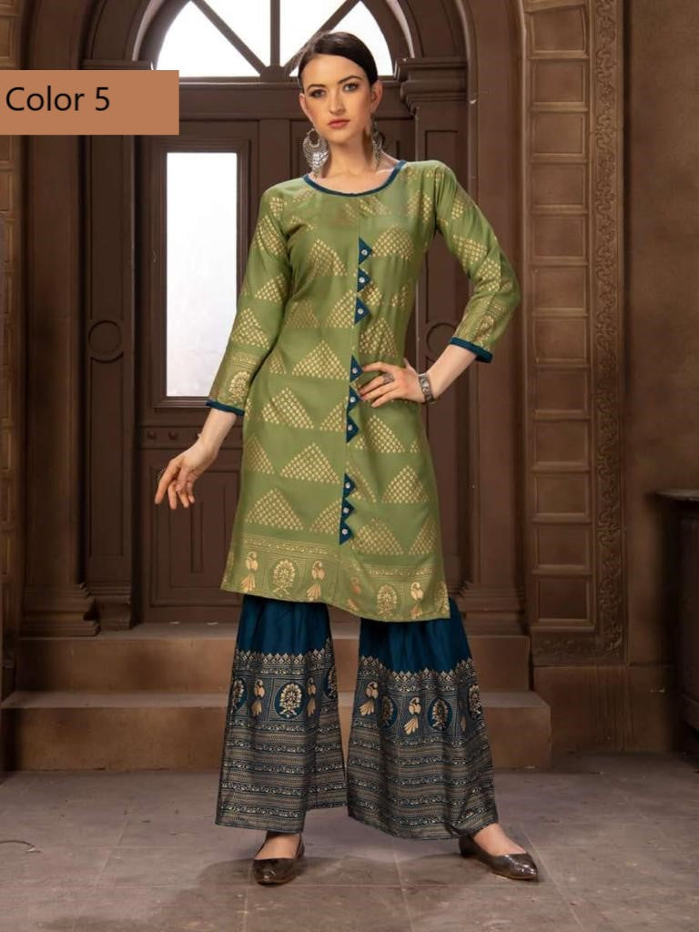 Straight-Cut Kurti with Sharara Pants