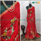 Red Floral saree with matching blouse