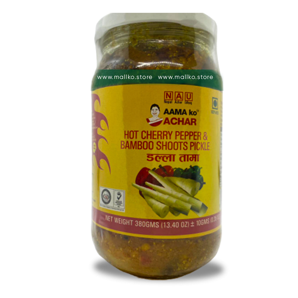 Hot cherry pepper & Dalla Tama pickle by Aama ko Achar