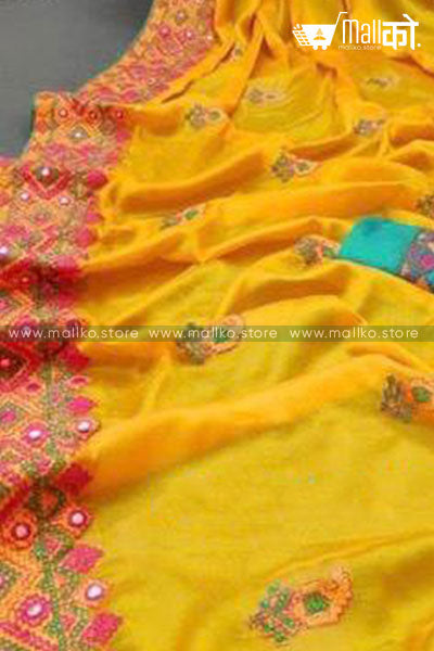 Kashmiri mirror work saree with blouse