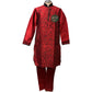 Men’s ethnic straight kurta and pajama set in red and maroon for festive occasions