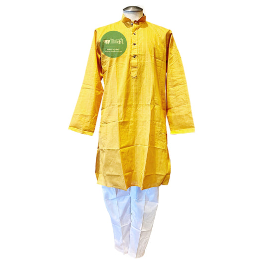 Ethnic Men’s Kurta Pant Set with Pockets and Long Sleeves