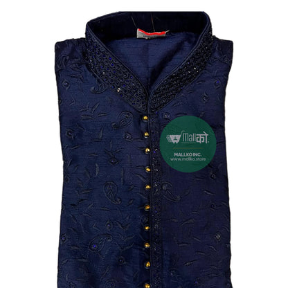 Elegant men’s black and maroon kurta with pajama, perfect for weddings and festivals