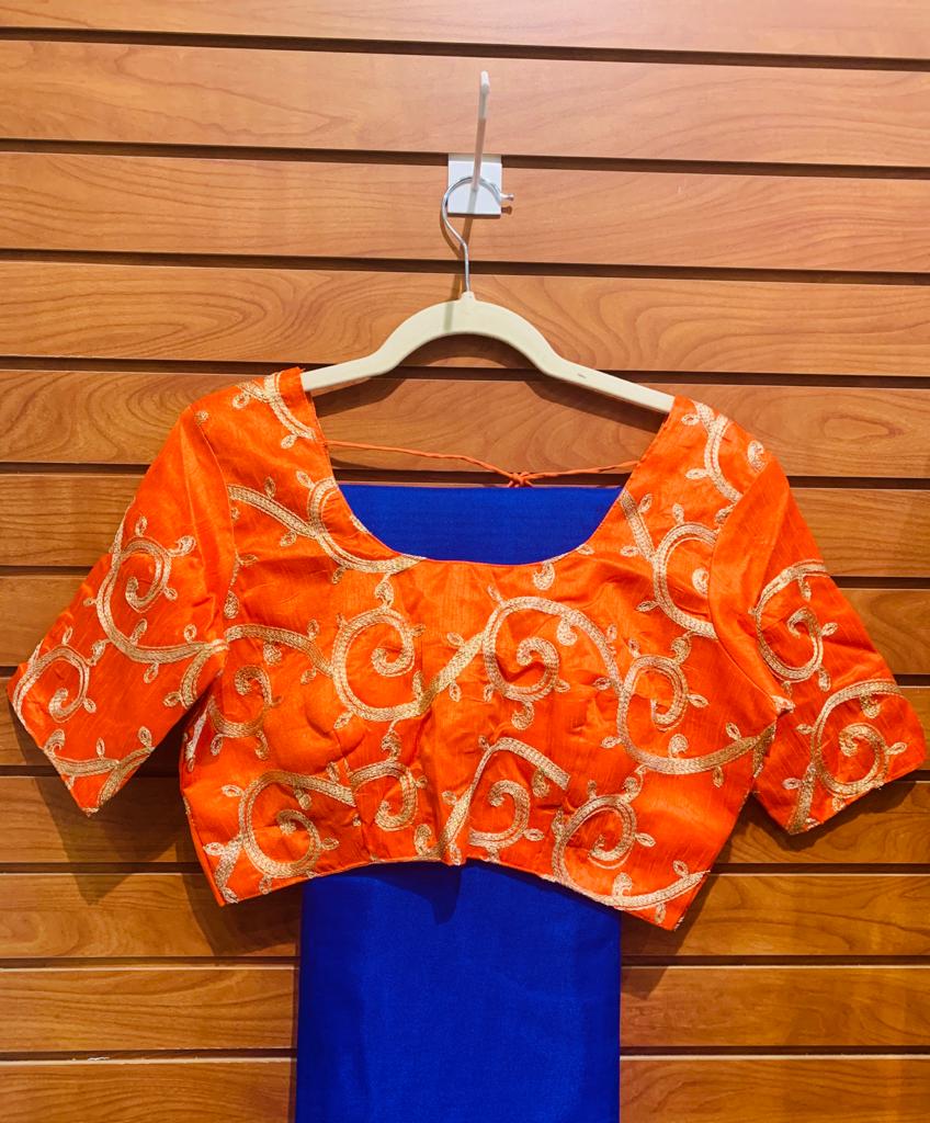 minimalist plain silk saree with stitched blouse and falls