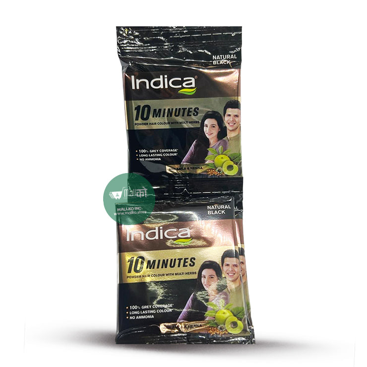 Indica Indica Creme 10 Minutes Hair Color, Long Lasting Colour, 100%  Ammonia Free with Walnut and Silk Proteins, (20g + 20ml) - Natural Black  Colour