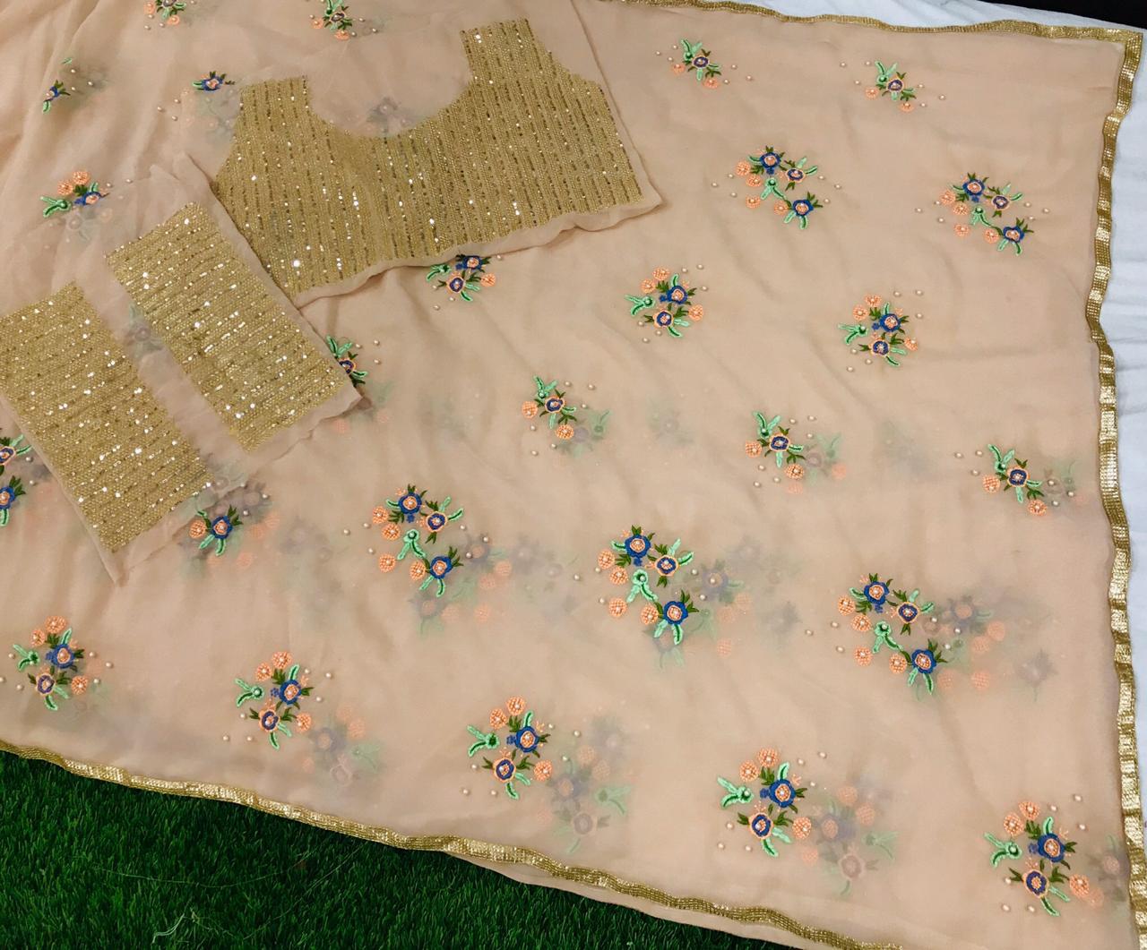 Heavy Georgette Sari with Matching Blouse
