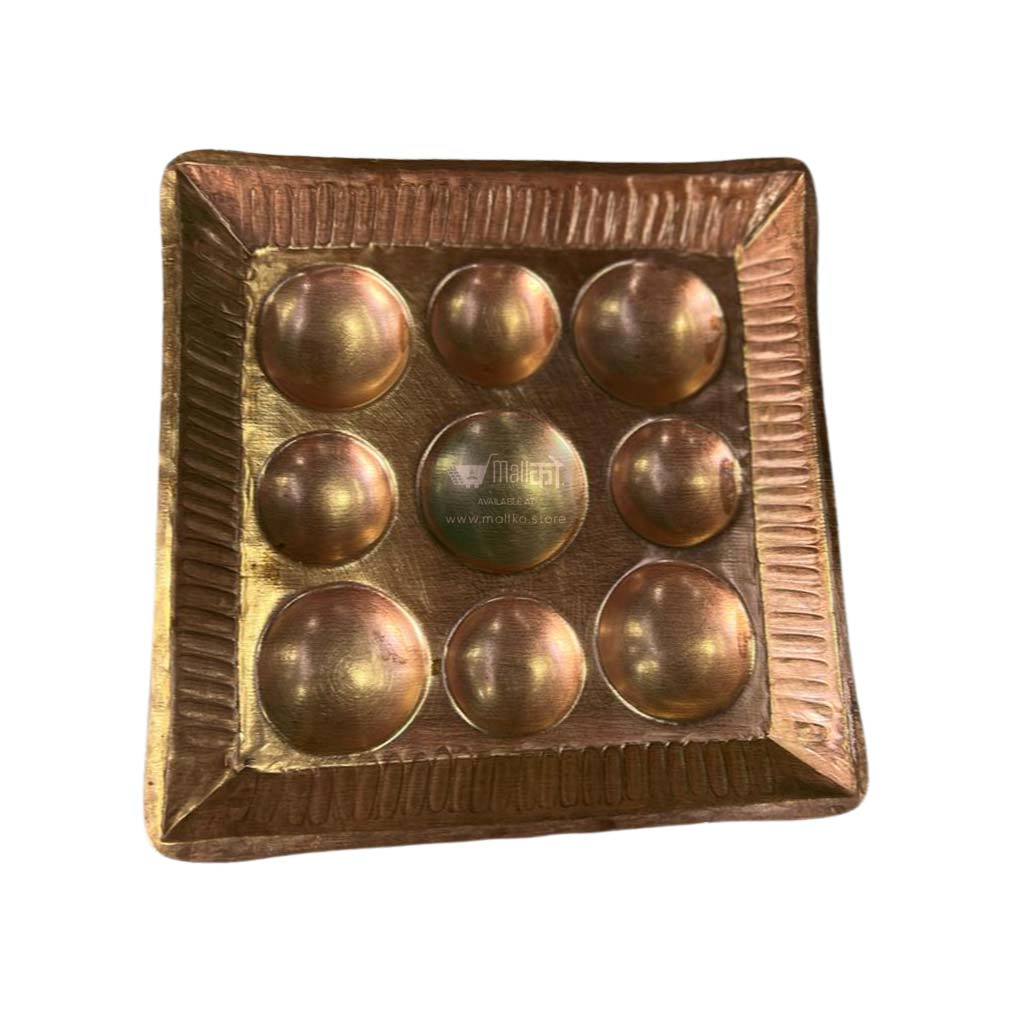 Thali Photo Square Square Tika Thali for Puja | Nepali Ritual & Festival Tray – Mall ko