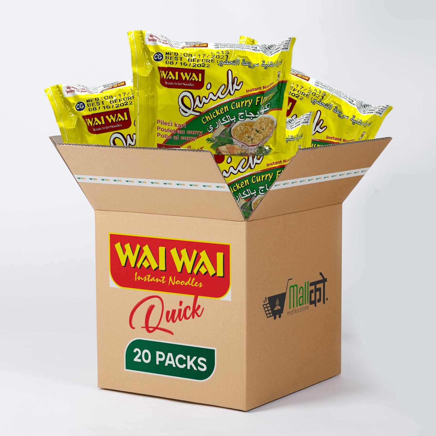 Wai Wai Quick Noodles- Chicken Curry Flavor 20 Packs