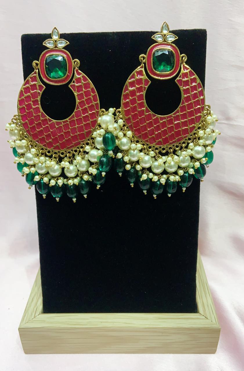 Jhumka green and red