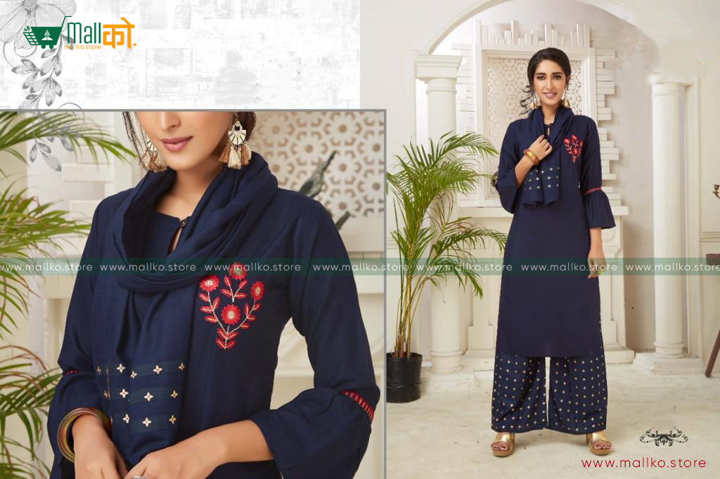 Stylish Kurti Palazzo & Dupatta Ensemble