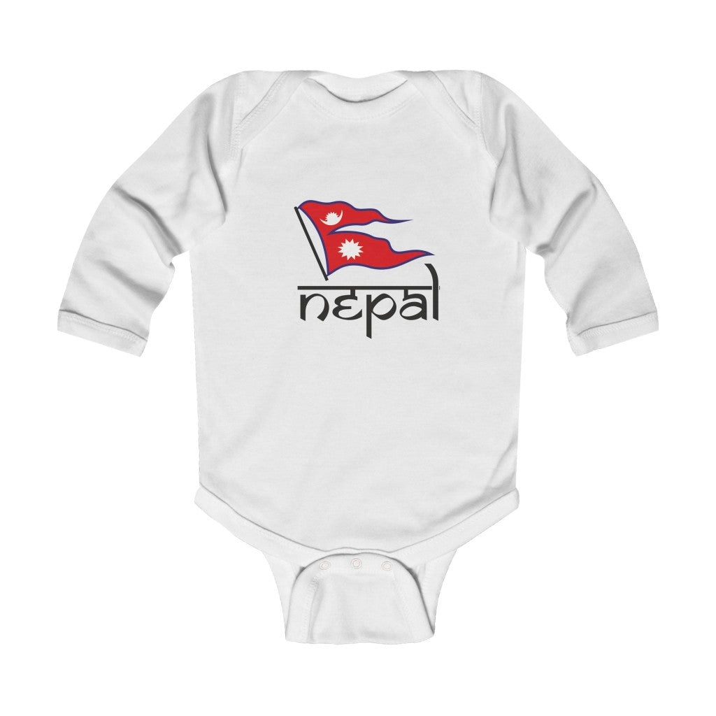 Nepali Flag Infant Long Sleeve Bodysuit